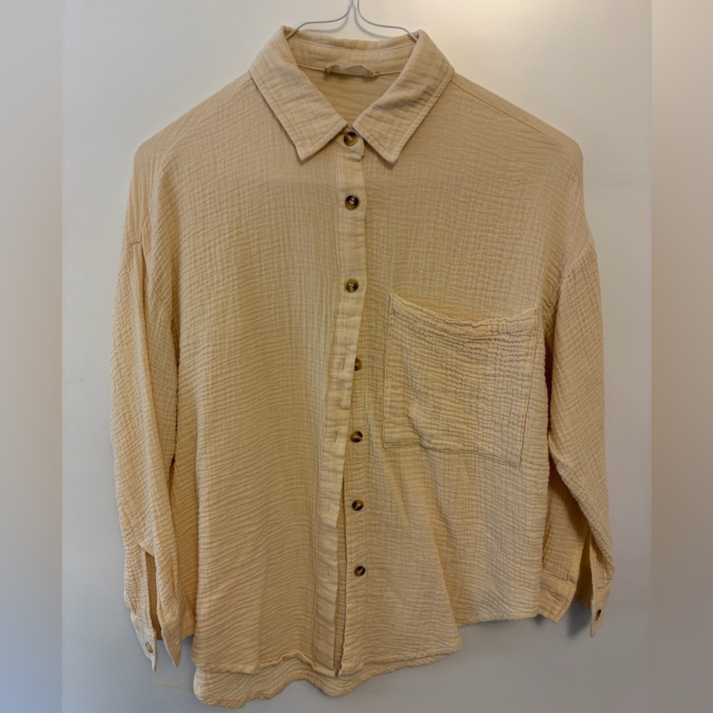 Altar'd State Tan Casual Button-Down Shirt